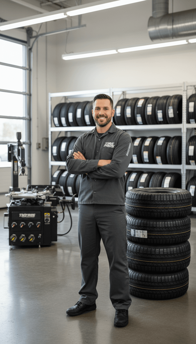 Tire distribution professional in warehouse